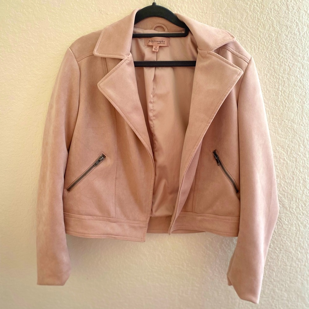 NWOT Philosophy Pink Faux Leather Suede Jacket Size Small